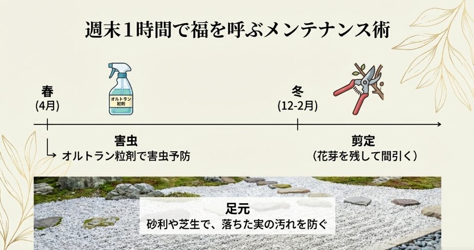 樹高3mの標準的なザクロと1mの姫ザクロの比較。移動可能で風水も自由自在な鉢植え栽培のメリットを解説する資料