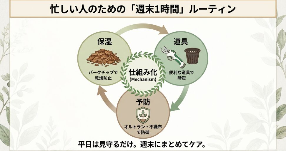 週末1時間のミモザ管理サイクル